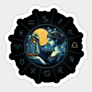 ZODIAC Libra - Astrological LIBRA - LIBRA - ZODIAC sign - Van Gogh style - 9 Sticker